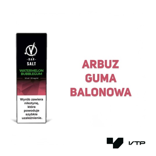*LIQUID VBAR SALT - WATERMELON BUBBLEGUM 10ML 20MG -zdjęcie numer 2