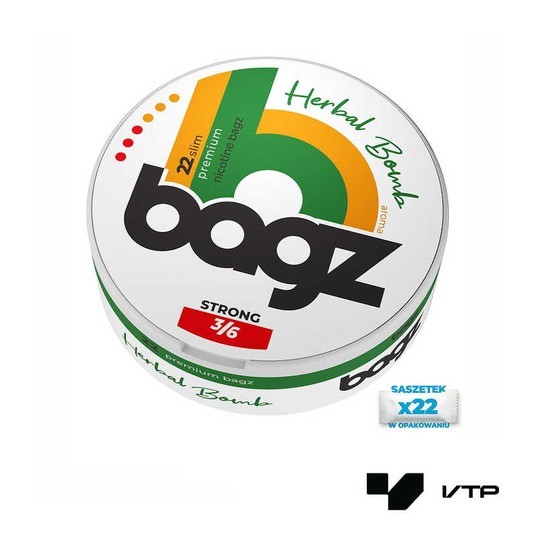 **Woreczki nikotynowe BAGZ STRONG - Herbal Bomb 20mg/g -zdjęcie numer 1